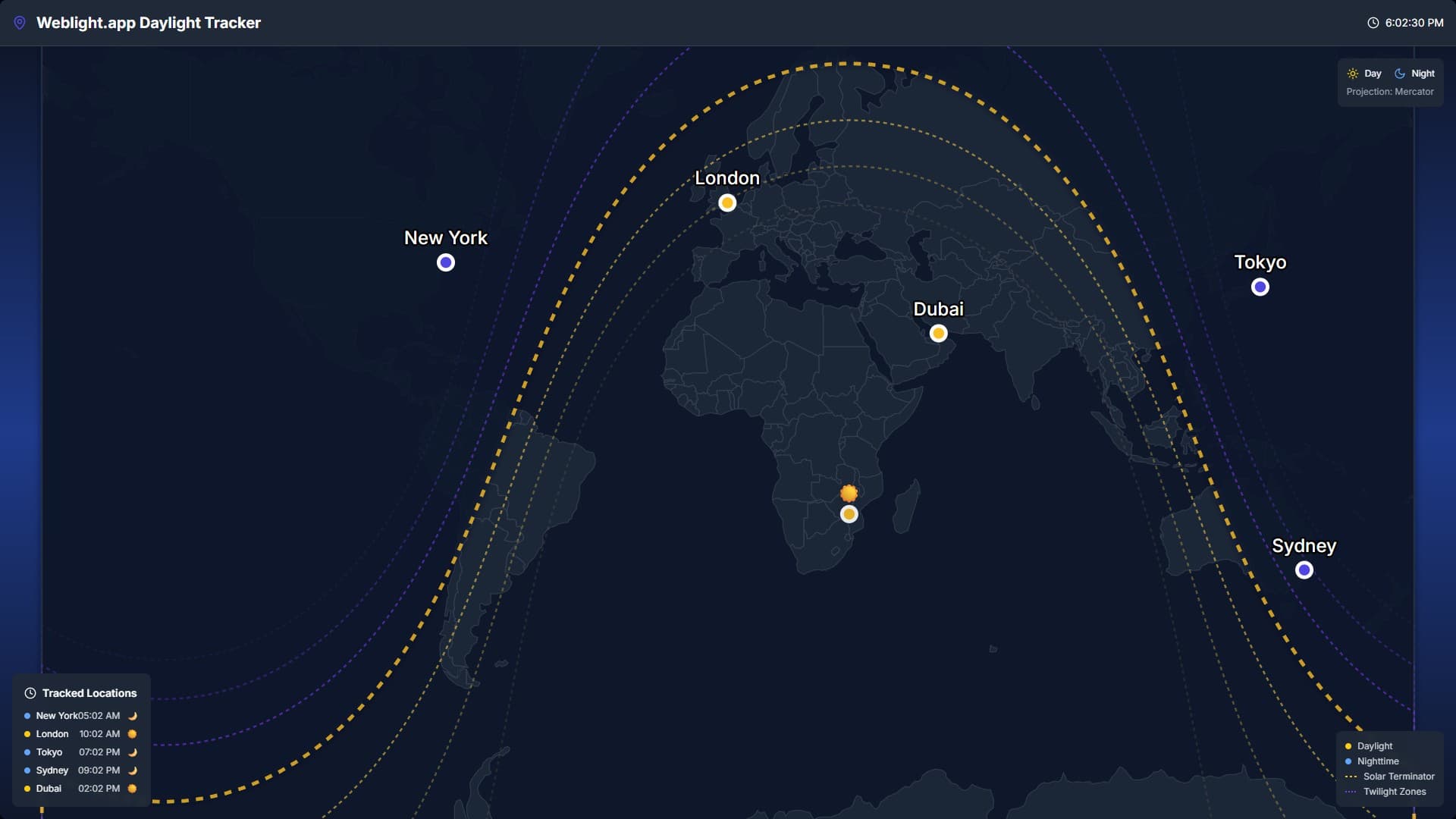 Daylight Tracker: Visualize Global Day and Night Cycles in Real-Time