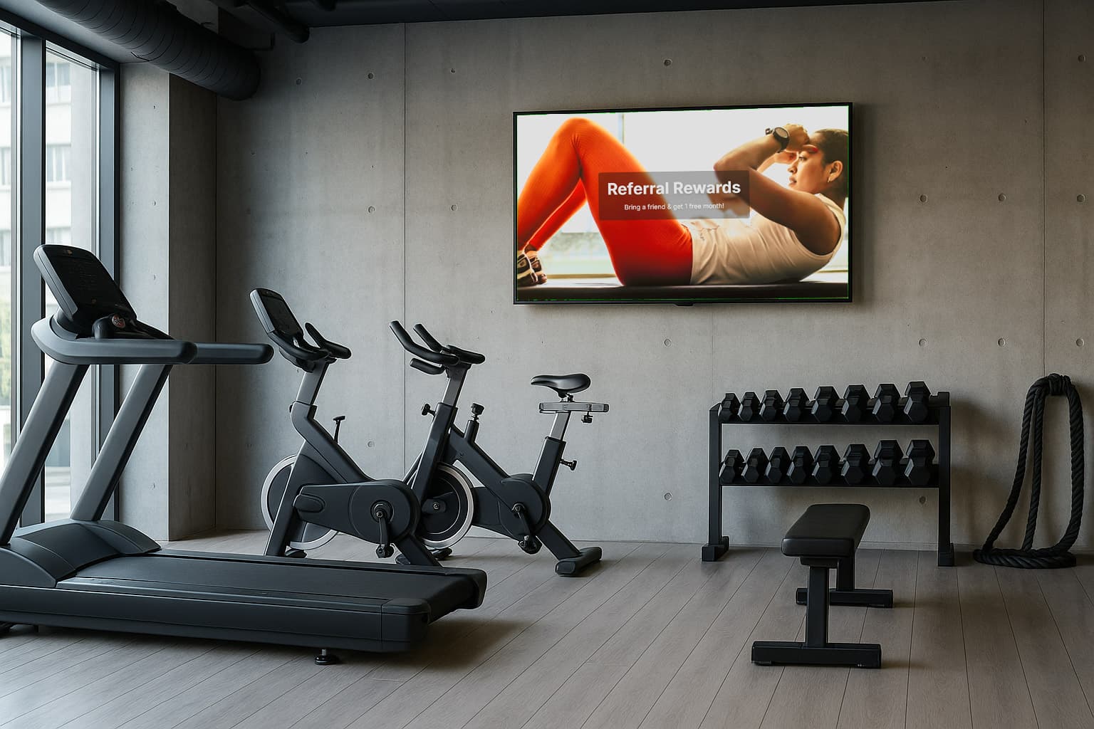 Fitness studio using slideshow for class schedules